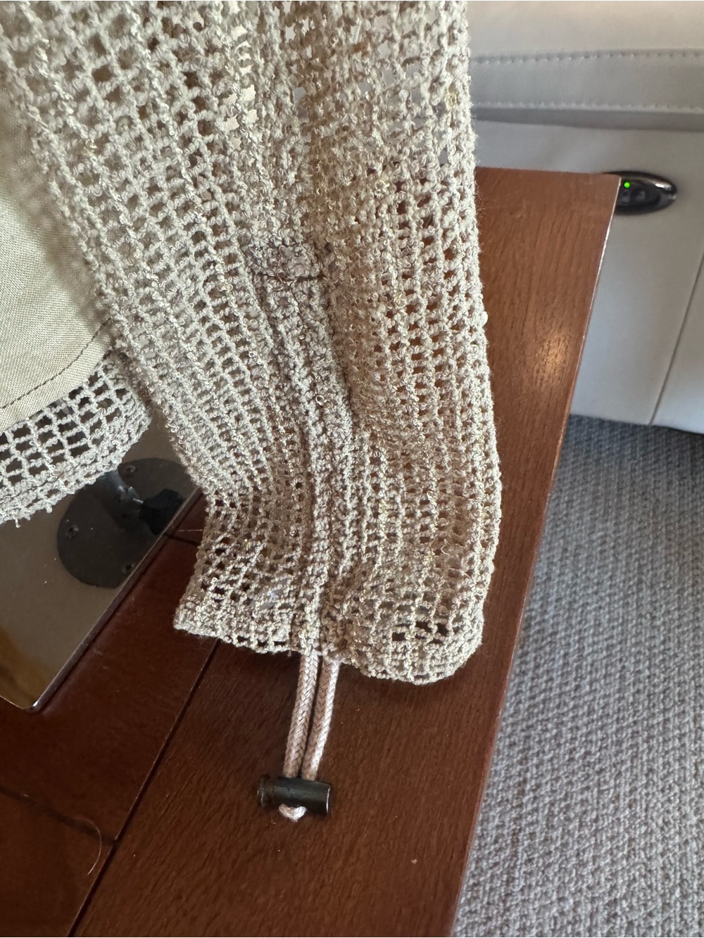 Women's Lightweight Hooded vintage linen Jacket in Tan with metallic detail - Picture 5 of 6